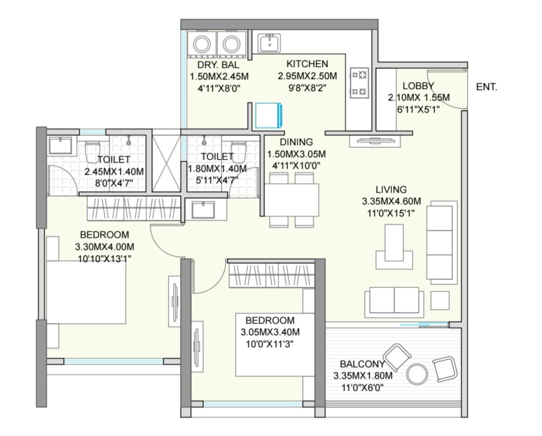 2 BHK home interior